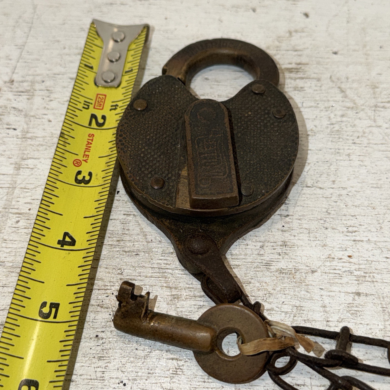 Vintage Antique Brass Pad Lock “Miller” With Key Vintage Antique Brass Pad Lock “Miller” With Key