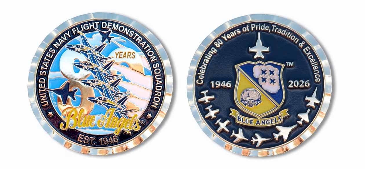 Blue Angels 2026 ~ 80th Anniversary Challenge Coin Blue Angels 2026 ~ 80th Anniversary Challenge Coin