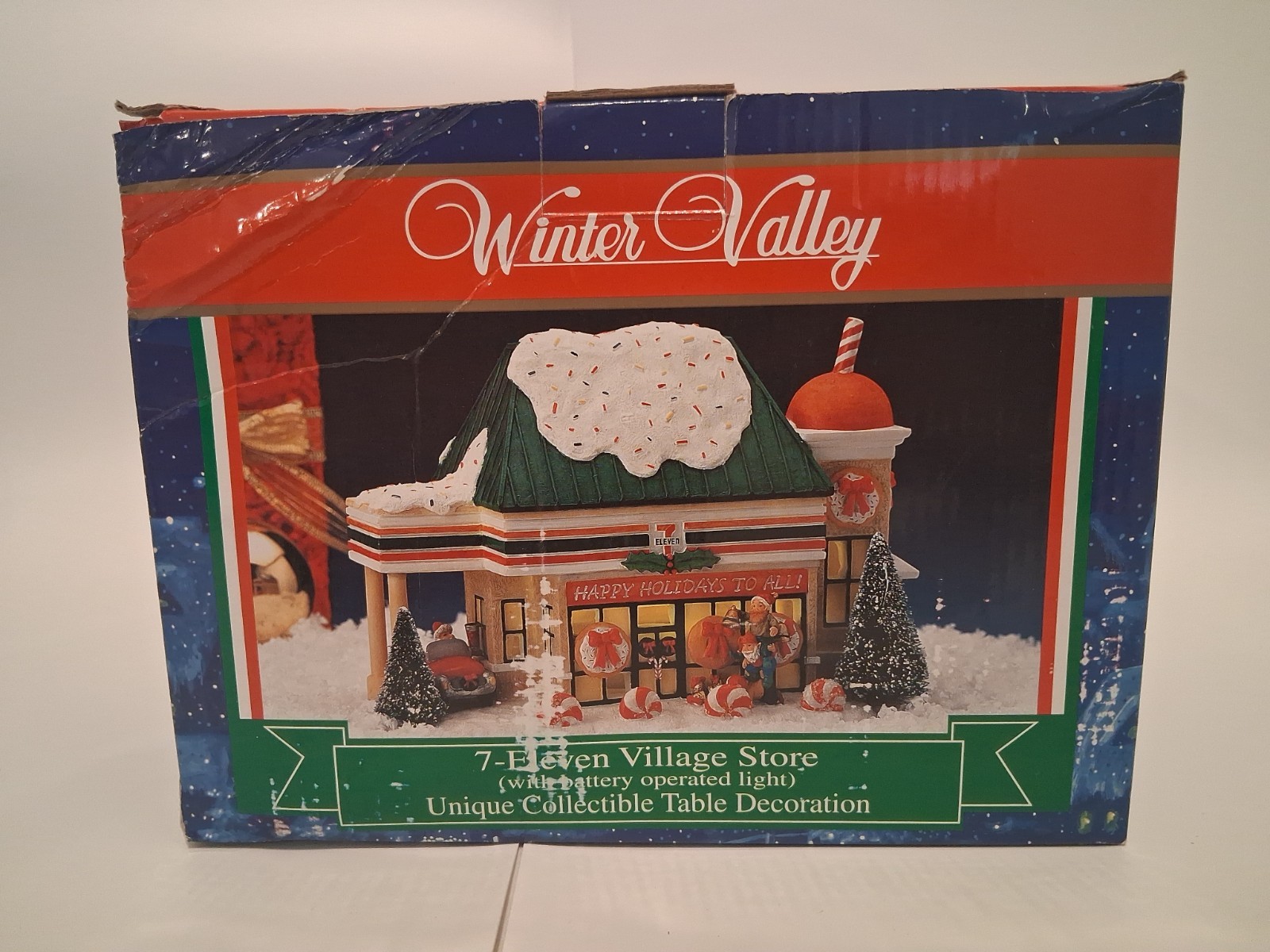 Winter Valley 7-Eleven Village Store Lighted Table Decoration Christmas Open Box Winter Valley 7-Eleven Village Store Lighted Table Decoration Christmas Open Box