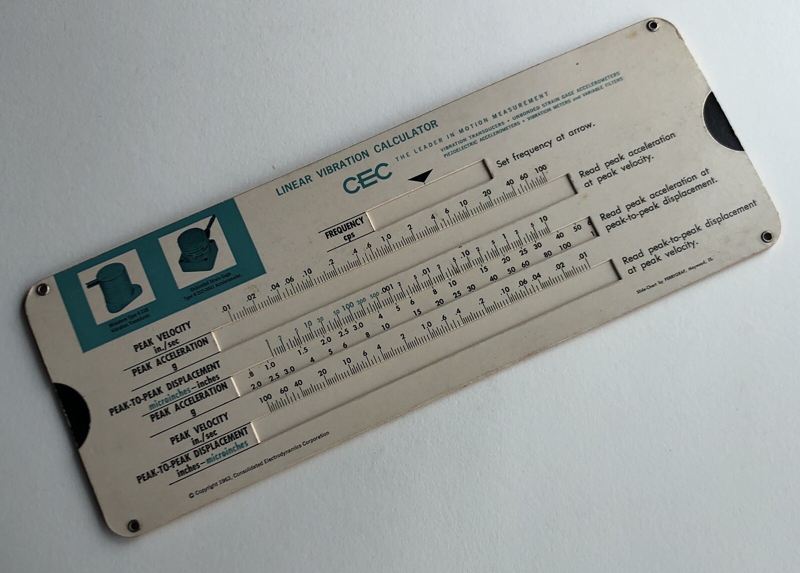 Vintage CEC Piezoelectric Accelerometer System Vibration Calculator Slide Rule Vintage CEC Piezoelectric Accelerometer System Vibration Calculator Slide Rule
