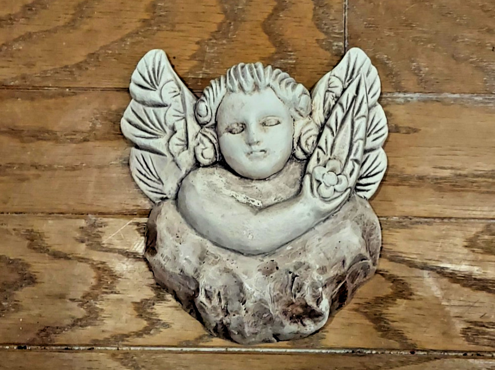 Vintage Hand Carved Wood Whitewashed Rustic Angel Face Wall Hanging 7.5 x 6.5" Vintage Hand Carved Wood Whitewashed Rustic Angel Face Wall Hanging 7.5 x 6.5"