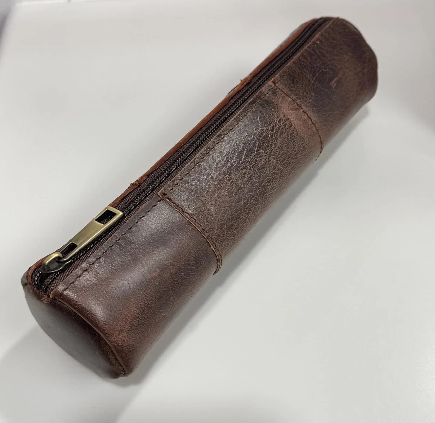 MILITARIA STUFFS Vintage Leather Pencil 8 inches x 3 x 3 inches, Brown 