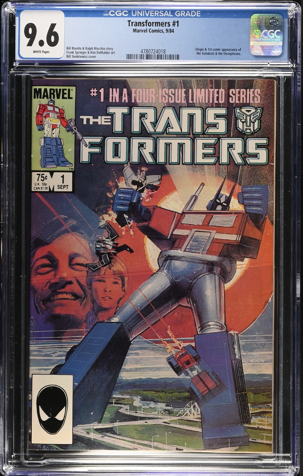 Transformers #1 CGC 9.6 1984 Origin & 1st Autobots & Decepticons Marvel 1984 Transformers #1 CGC 9.6 1984 Origin & 1st Autobots & Decepticons Marvel 1984