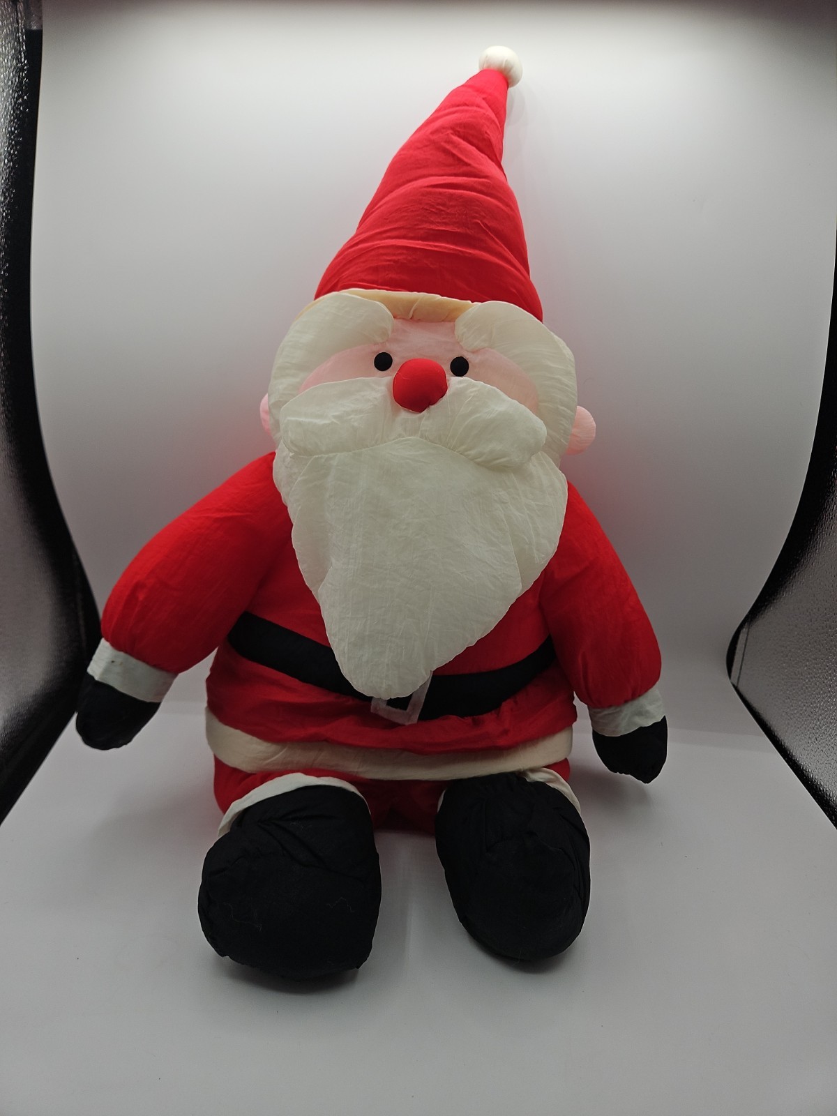 Vintage 1980-90's Puffy Nylon Seated Santa Claus Department 56 Christmas Decor