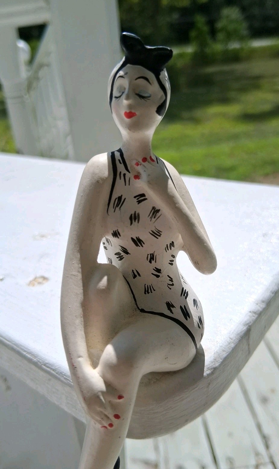 1920s Retro Bathing Beauty Shelf Sitter Ceramic Black & White Art Deco 1920s Retro Bathing Beauty Shelf Sitter Ceramic Black & White Art Deco