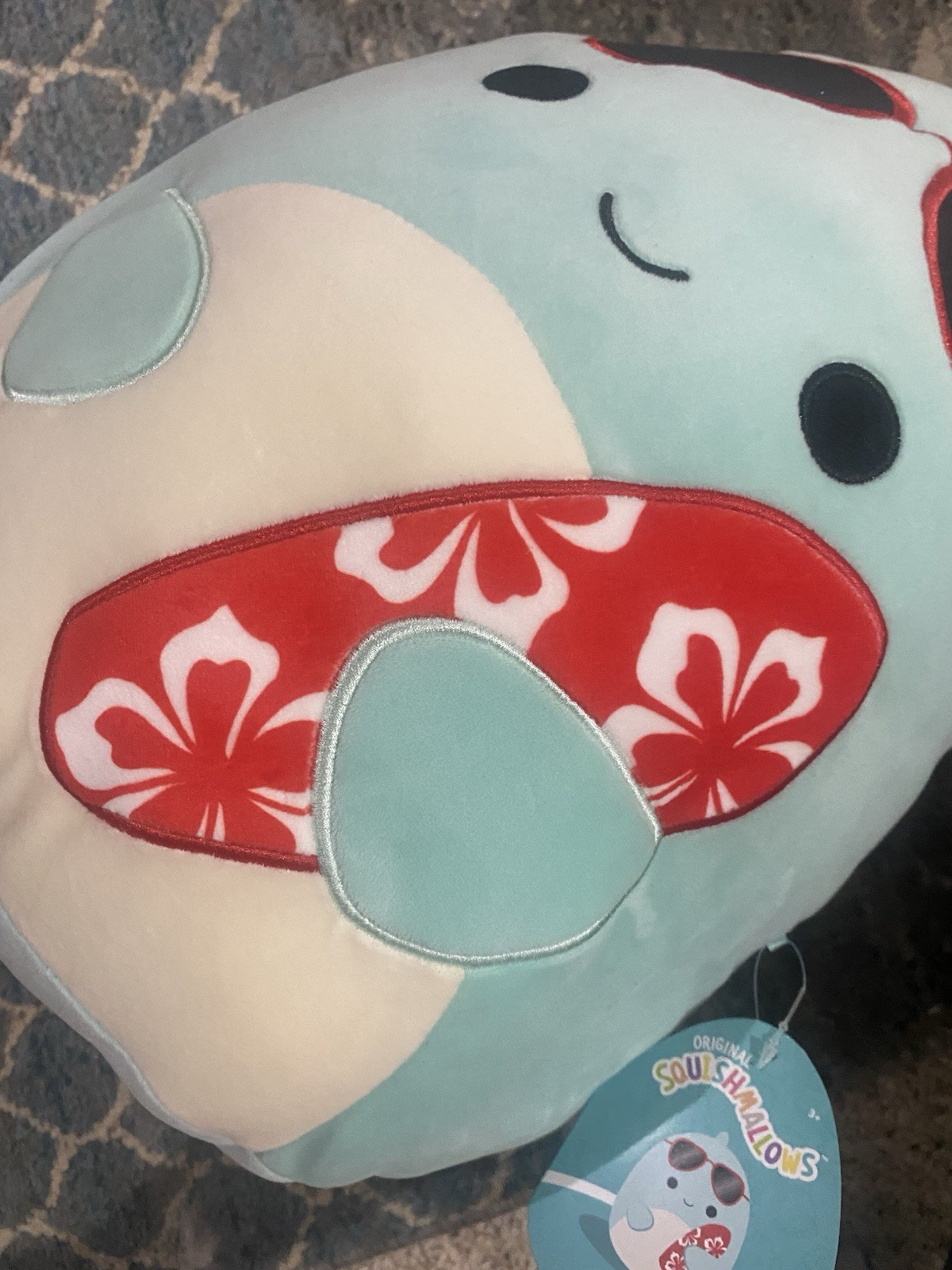 Squishmallows Plush Stuffed Animal Red Floral Pattern Light Blue Cream Animation Squishmallows Plush Stuffed Animal Red Floral Pattern Light Blue Cream Animation
