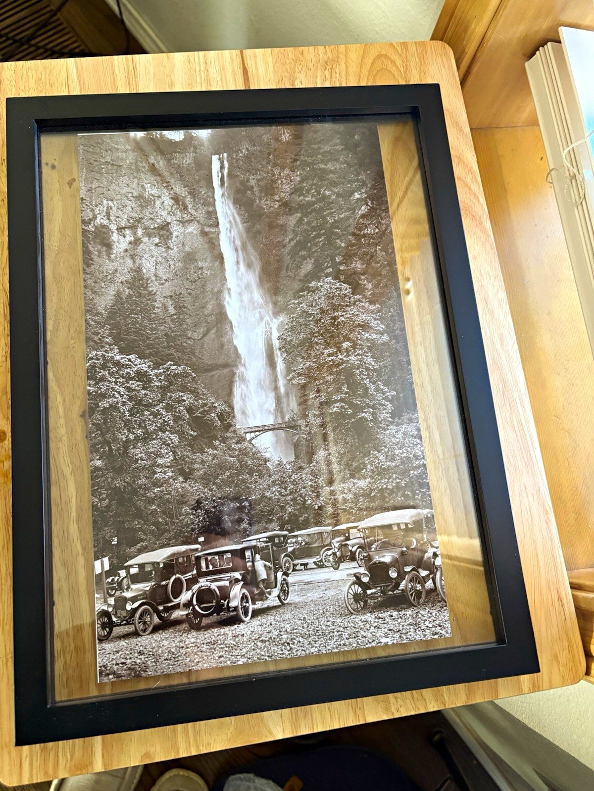 Vintage 1916 Multnomah Falls Oregon Columbia River Gorge Framed Photo Print
