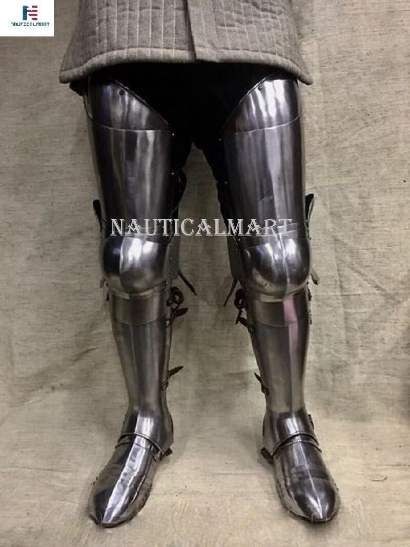 Antique Medieval Steel Full Leg Armor Knight Halloween Cosplay Costume Antique Medieval Steel Full Leg Armor Knight Halloween Cosplay Costume