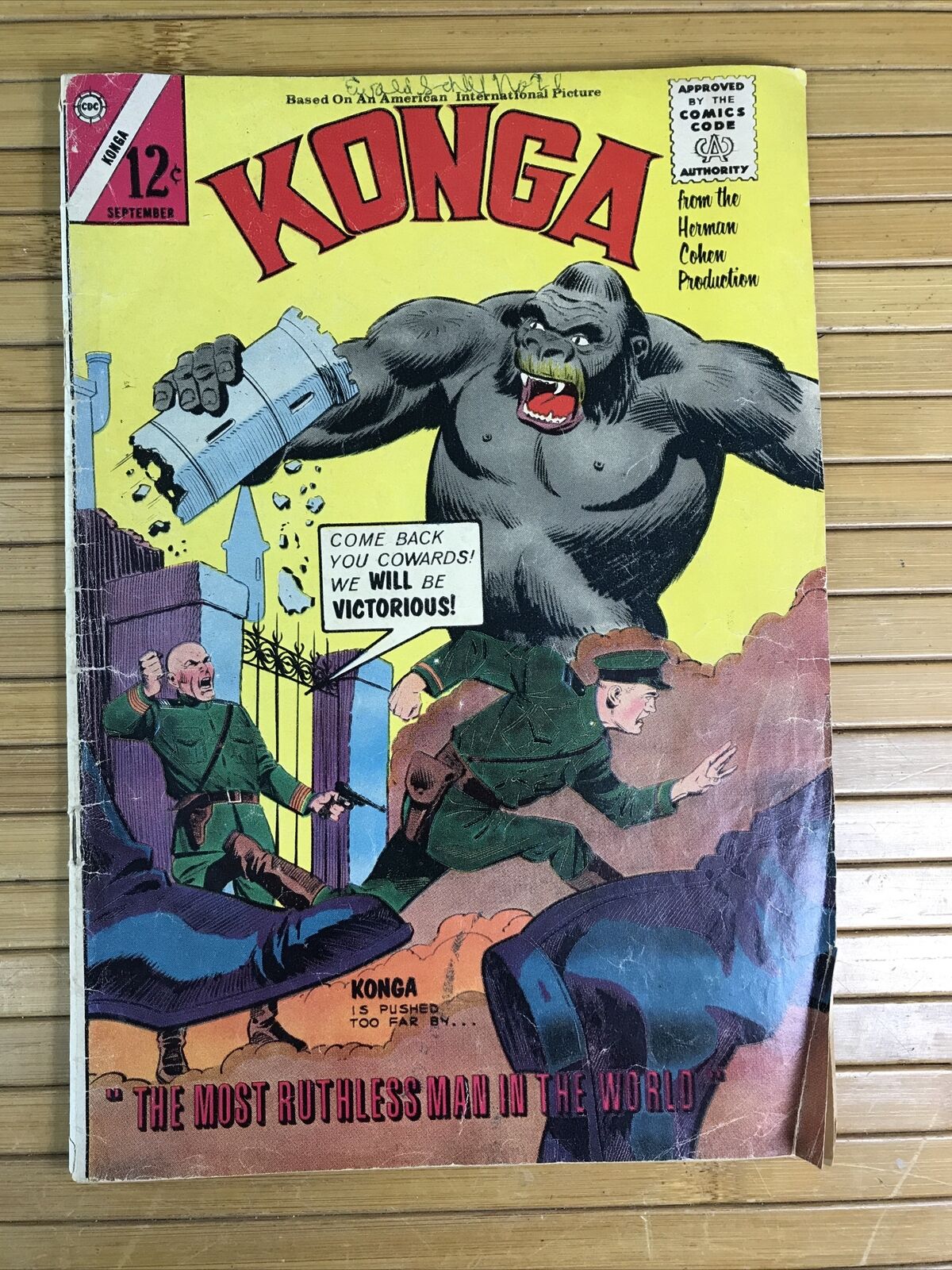 1964 KONGA “the Most Ruthless Man In The World” Vol.1 #19 Vintage Rare.