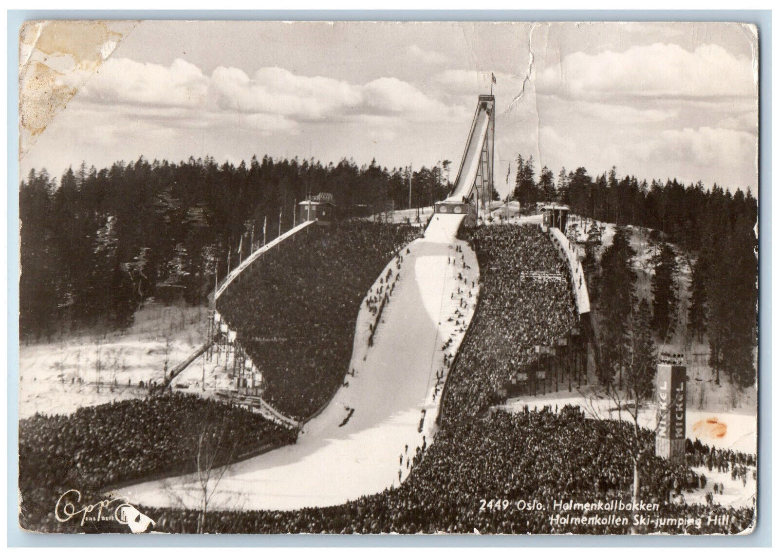 Oslo Norway Postcard Holmenkollen Ski Jumping Hill 1958 Vintage RPPC Photo