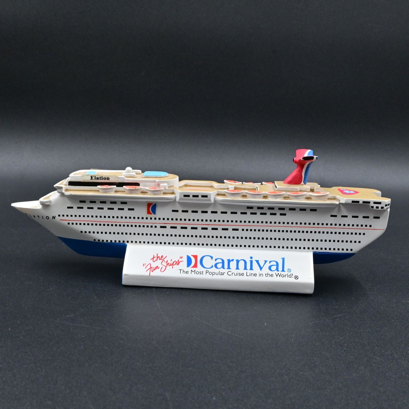 Carnival Elation 7.5” Cruise Ship Model Desk Display Holiday Int'l Inc Repaired