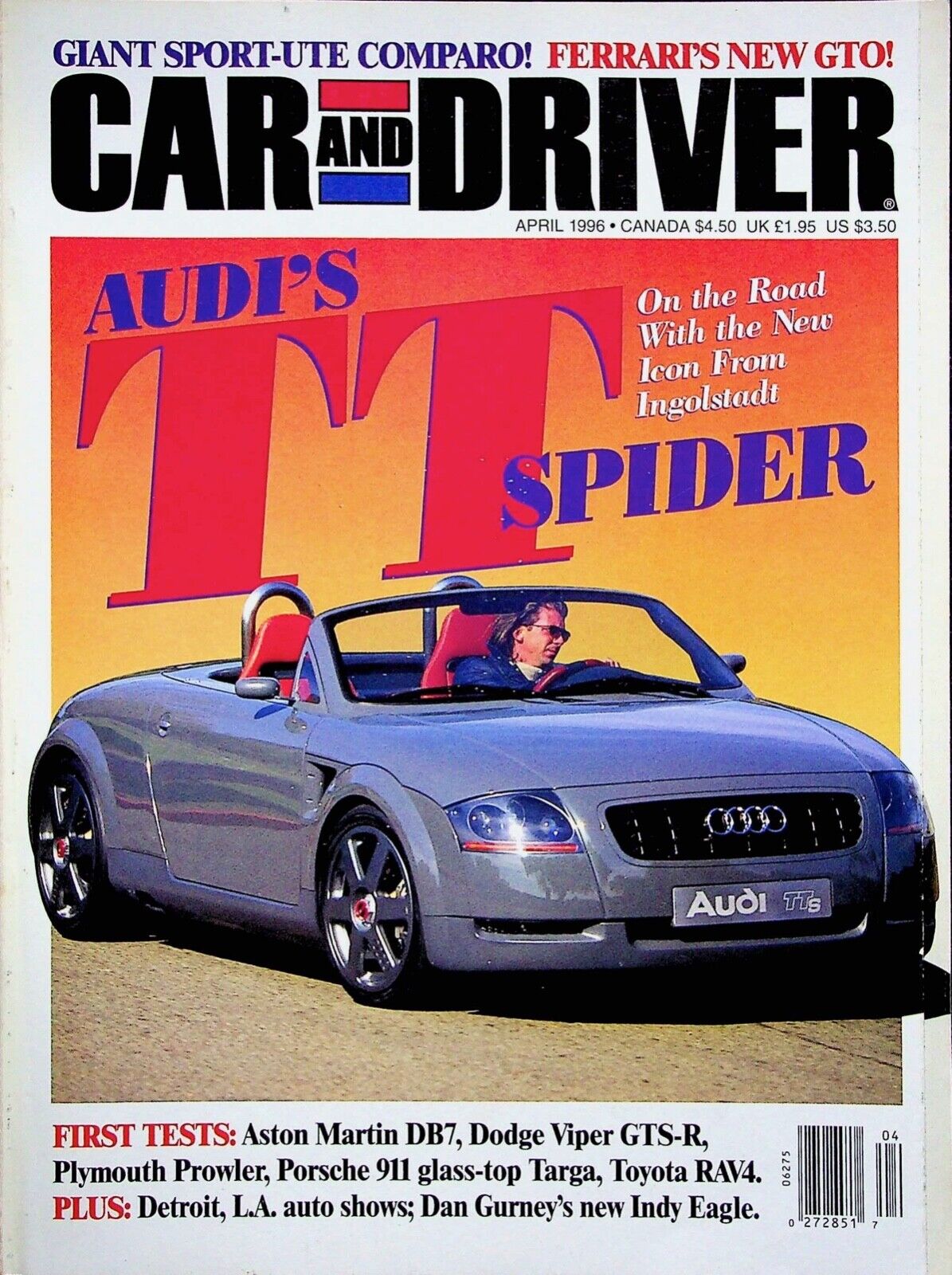 AUDI'S TT SPIDER  - CAR AND DRIVER MAGAZINE, APRIL 1996 