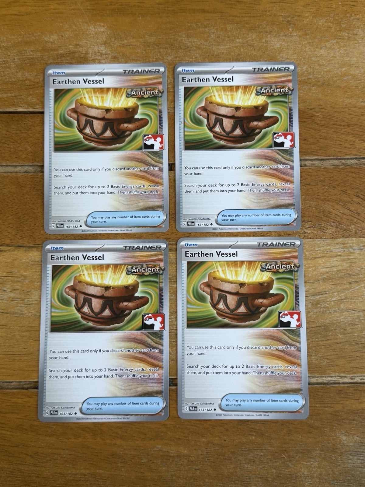 Pokémon TCG Earthen Vessel 163/182 Prize Pack Stamp Trainer Playset 4X CARDS