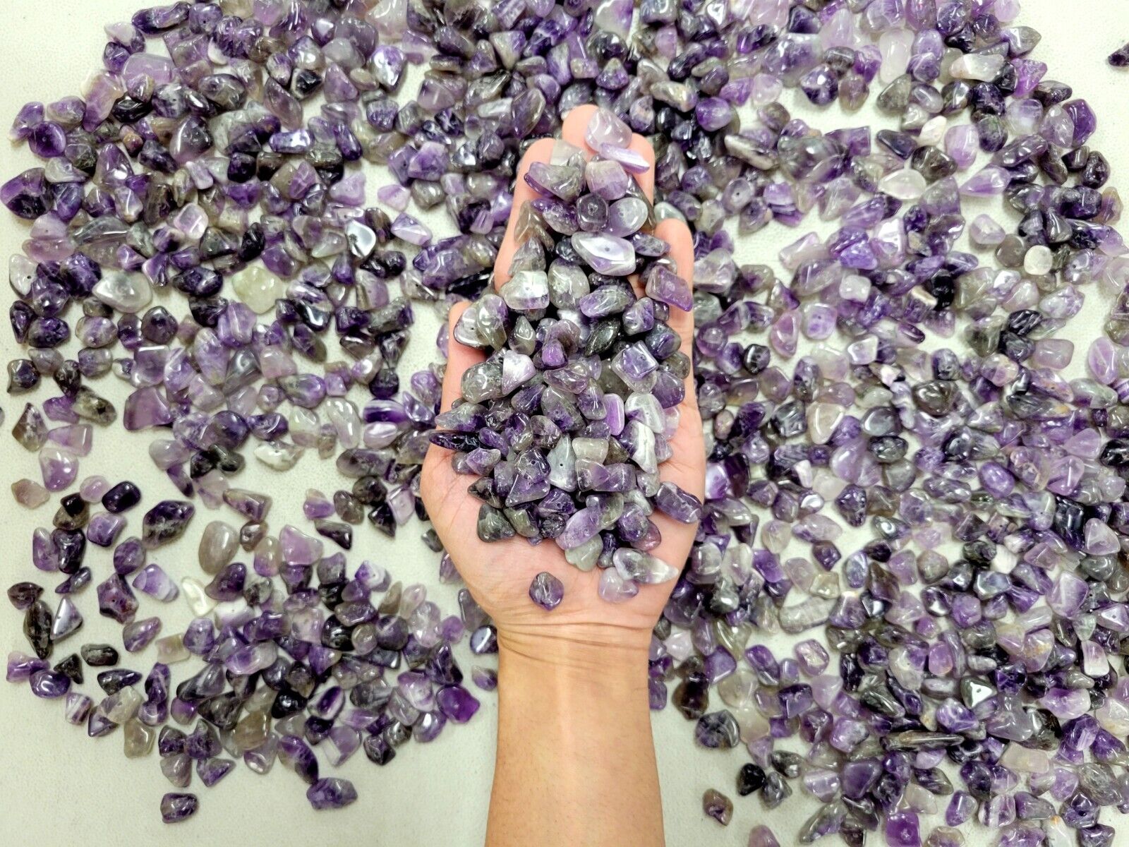 Drilled Amethyst Crystal Tumbled Gemstone Chips Bulk Purple Beads Wholesale