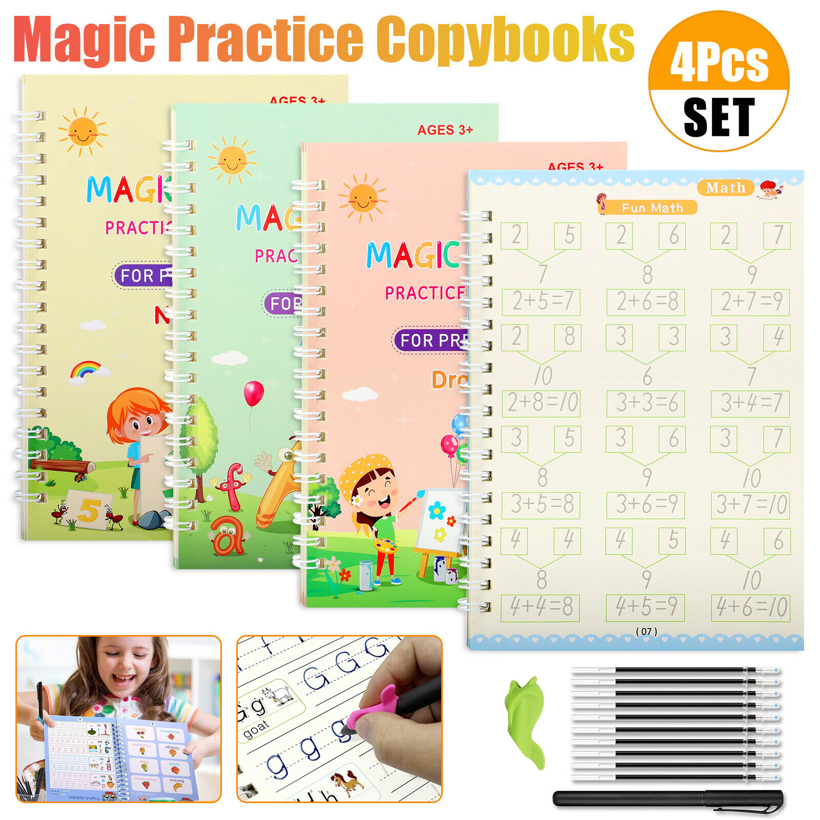 16in1 Magic Practice Copybook Set Reusable Children's Handwriting Book Practice