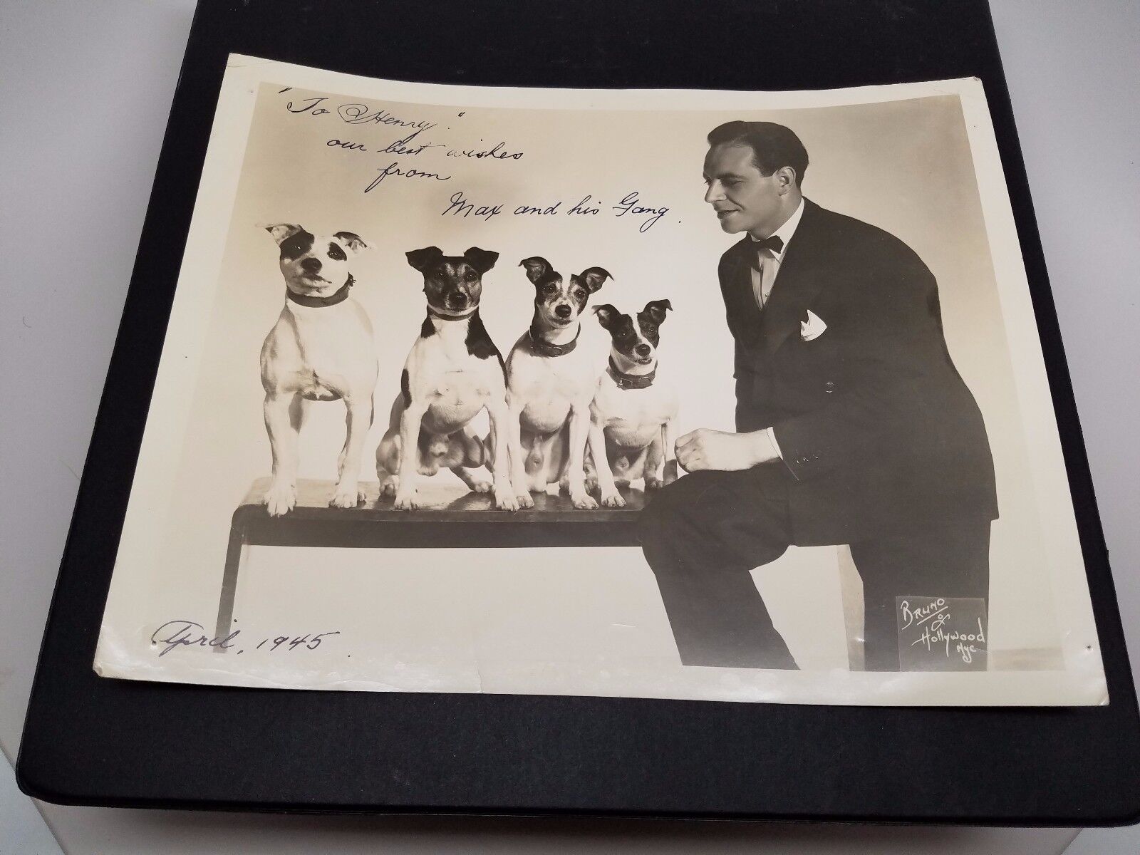 Max and his Gang Autograph 1945 Bruno of Hollywood NYC RARE