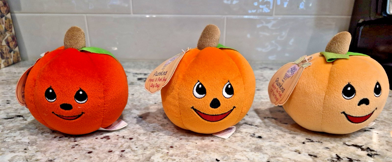 ENESCO 547131 RARE Precious Moments Tender Tails 3 Plushkins Pumpkins Plush NWT ENESCO 547131 RARE Precious Moments Tender Tails 3 Plushkins Pumpkins Plush NWT