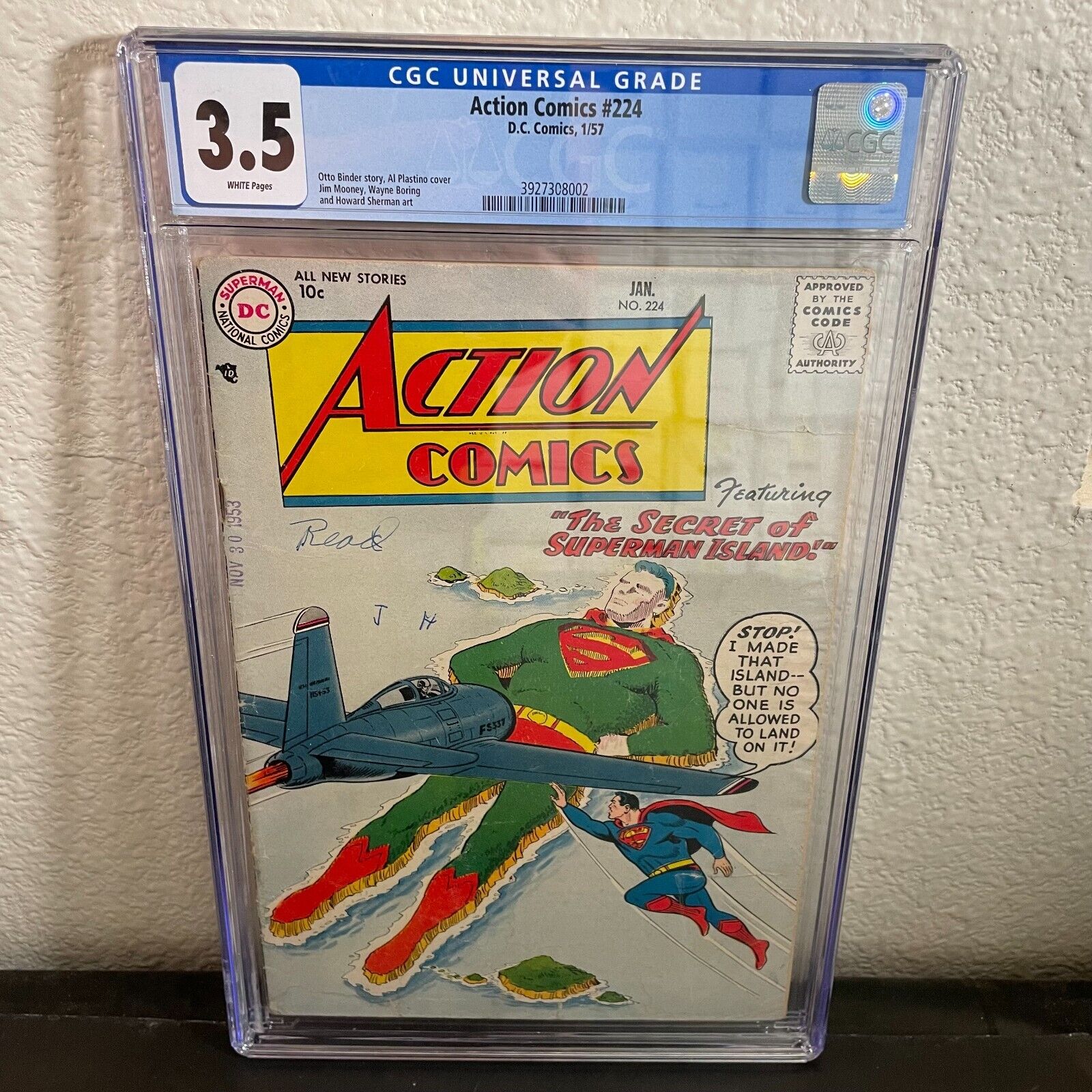 Action Comics 224 CGC 3.5 WHITE PAGES  Silver Age DC 1957 Superman comic book