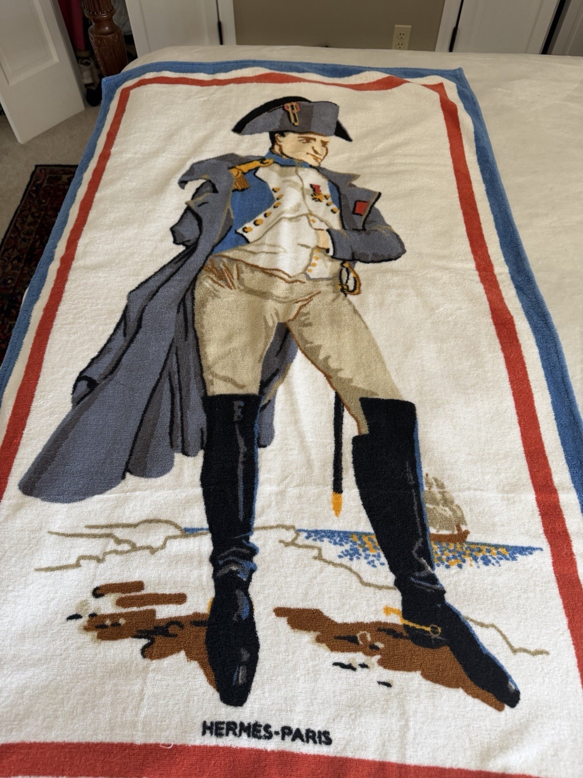 Hermès Paris Napoleon Bonaparte Pictorial Cotton Jacquard Beach Towel 35x71 Hermès Paris Napoleon Bonaparte Pictorial Cotton Jacquard Beach Towel 35x71