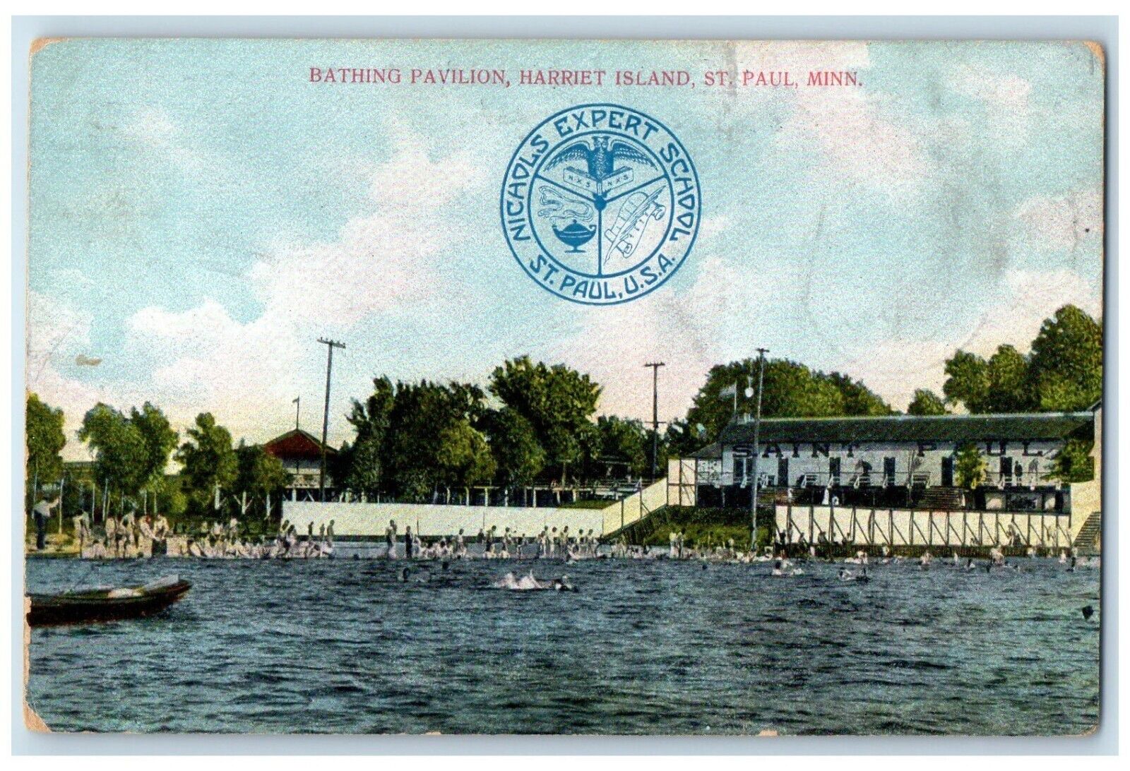 c1905 Bathing Pavilion Harriet Island St. Paul Minnesota MN Antique Postcard