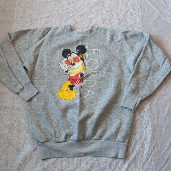 Velva Sheen Vintage 80's Mickey Mouse Florida Crew Neck Sweatshirt Size XL