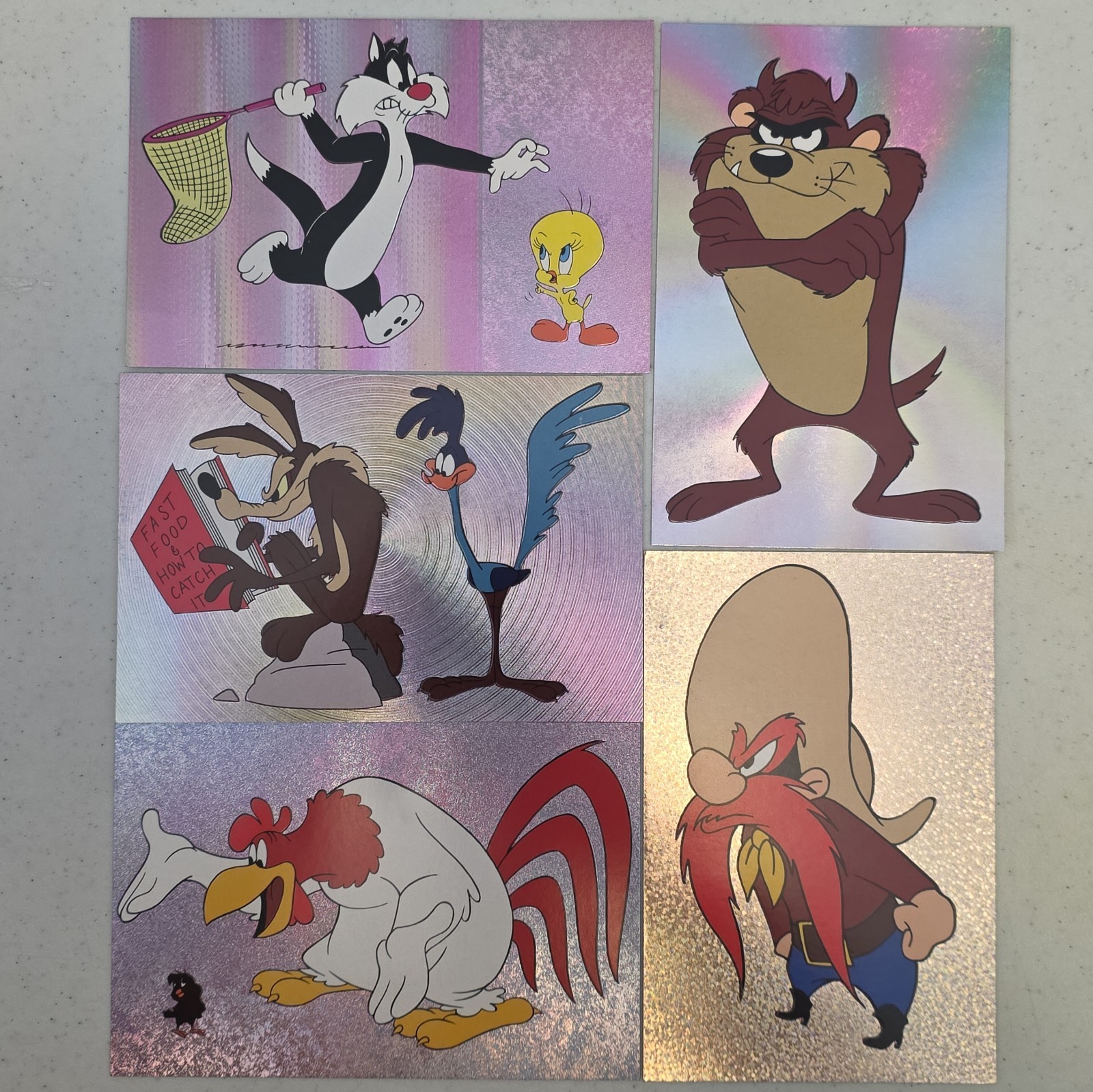 Vintage Looney Tunes Postcards Lot of 5 Tweety Taz Prismatic Foil Vintage Looney Tunes Postcards Lot of 5 Tweety Taz Prismatic Foil