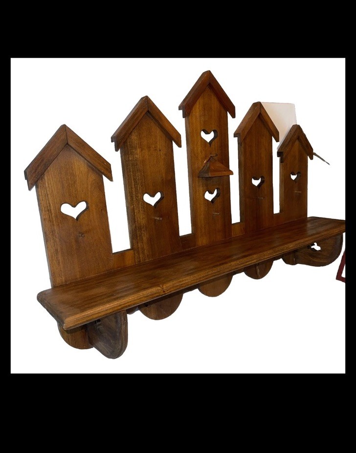 Nice Vintage 28” X 17” BirdHouse & Heart Cutout Handmade Wood Wall Shelf Nice Vintage 28” X 17” BirdHouse & Heart Cutout Handmade Wood Wall Shelf