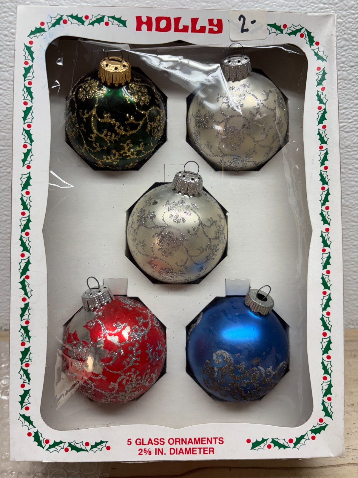 Vtg Set Of 5 Handblown Glass Balls Christmas Tree Ornaments  Germany Shiny Brite