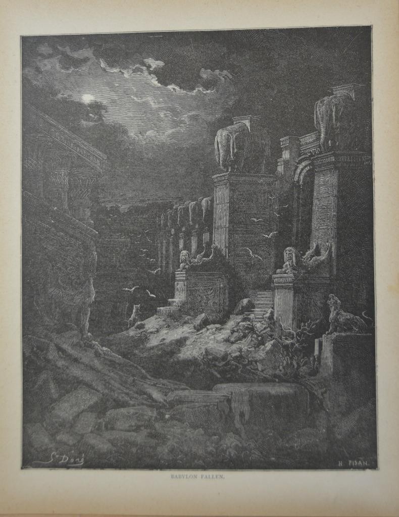 Antique Gustave Dore Babylon Fallen Christian Art History 1880 Victorian Era Antique Gustave Dore Babylon Fallen Christian Art History 1880 Victorian Era