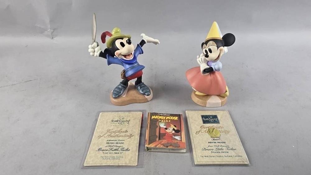 WDCC Brave Little Tailor Mickey & Princess Minnie Figurine Set w/ COAs Book Lot WDCC Brave Little Tailor Mickey & Princess Minnie Figurine Set w/ COAs Book Lot