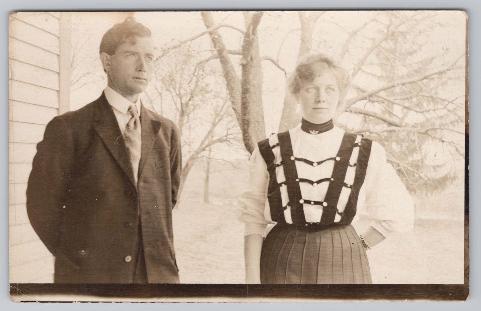 Vintage Real Photo Postcard Edwardian Folk Fashion 1908 Shirtwaist Blanche Roy