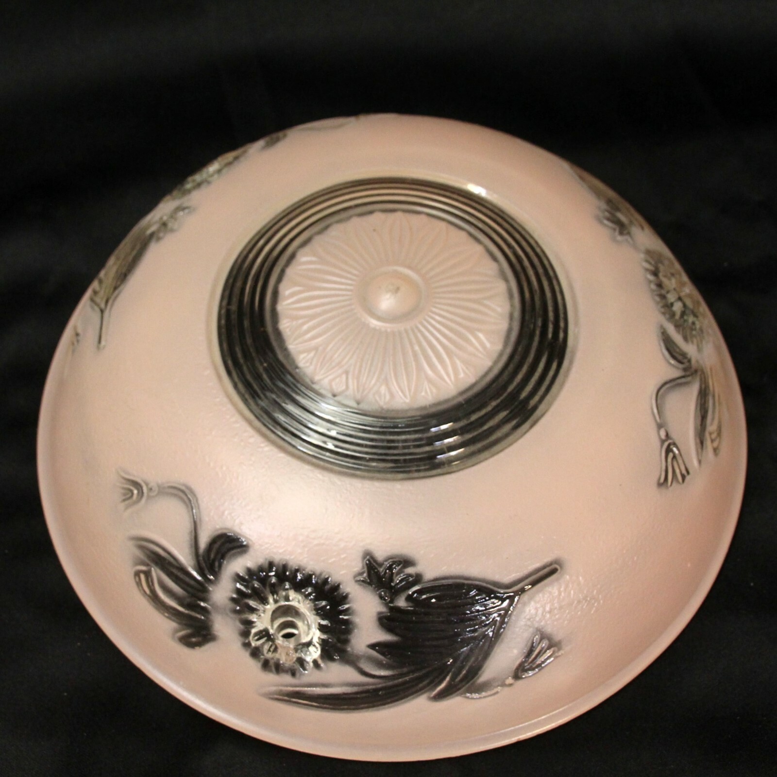 Vintage 10" Pink Glass Art Deco Ceiling Light Fixture  Antique Cover 3-Hole