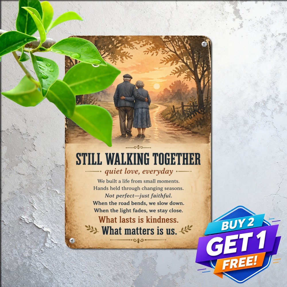 Elderly Couple Walking Into Sunset Romance Metal Tin Sign Loving Home Art Elderly Couple Walking Into Sunset Romance Metal Tin Sign Loving Home Art
