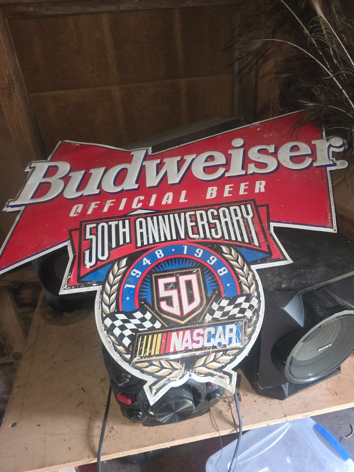 VTG 1948-1998 Budweiser NASCAR 50th Anniversary Metal Sign Official Beer VTG 1948-1998 Budweiser NASCAR 50th Anniversary Metal Sign Official Beer