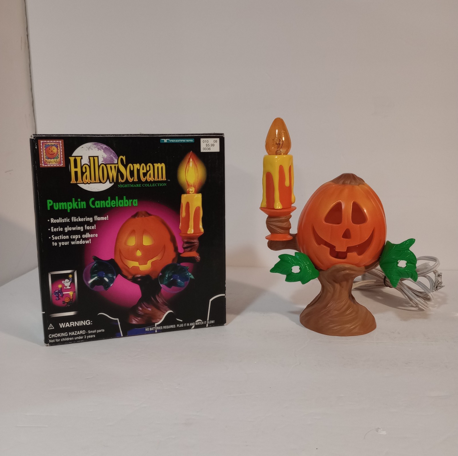 HallowScream Pumpkin Candelabra Vintage Halloween Original Box 1997 Tested HallowScream Pumpkin Candelabra Vintage Halloween Original Box 1997 Tested