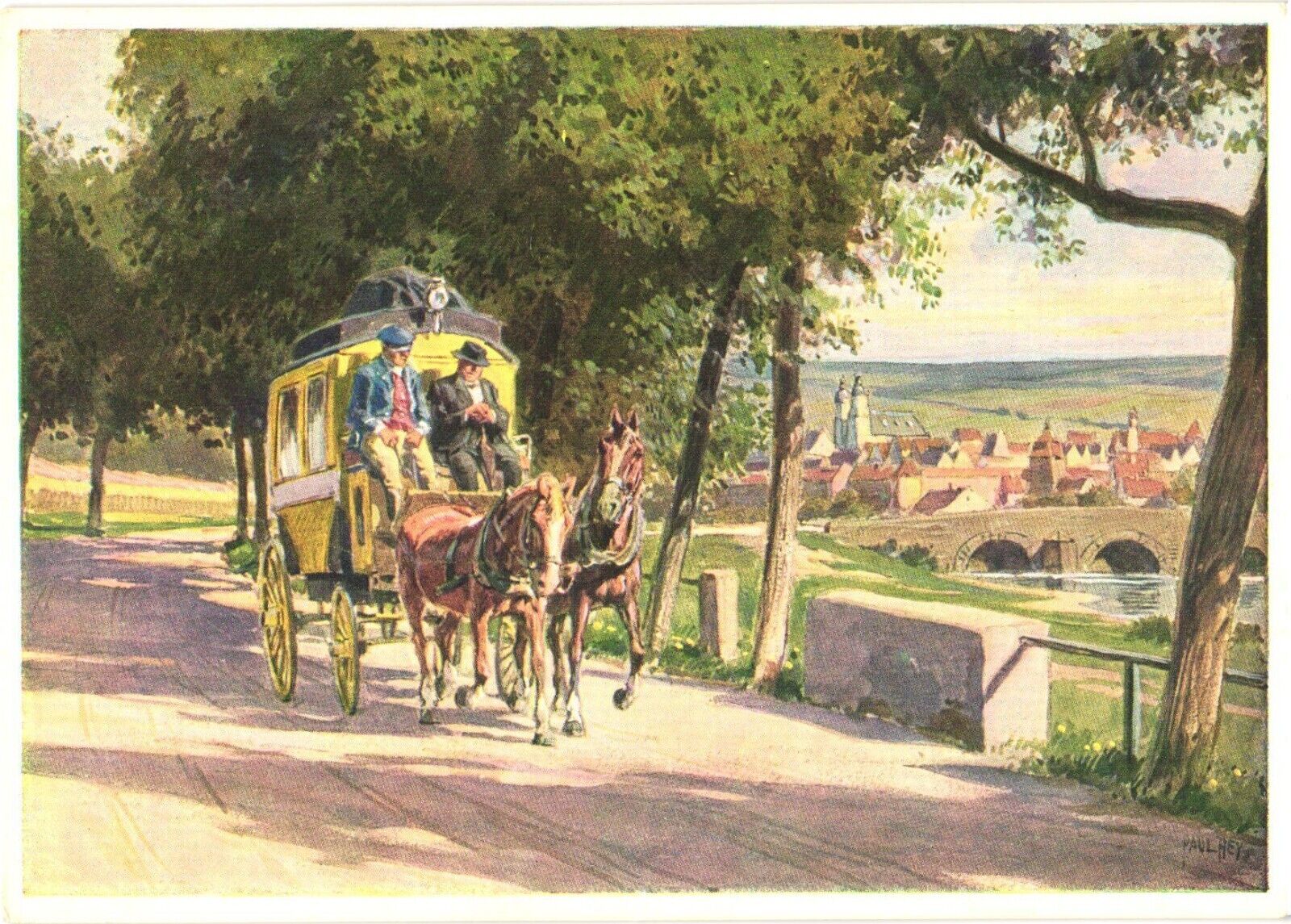 The Mail Coach, On The Ride, Painting by Paul Hey Postcard