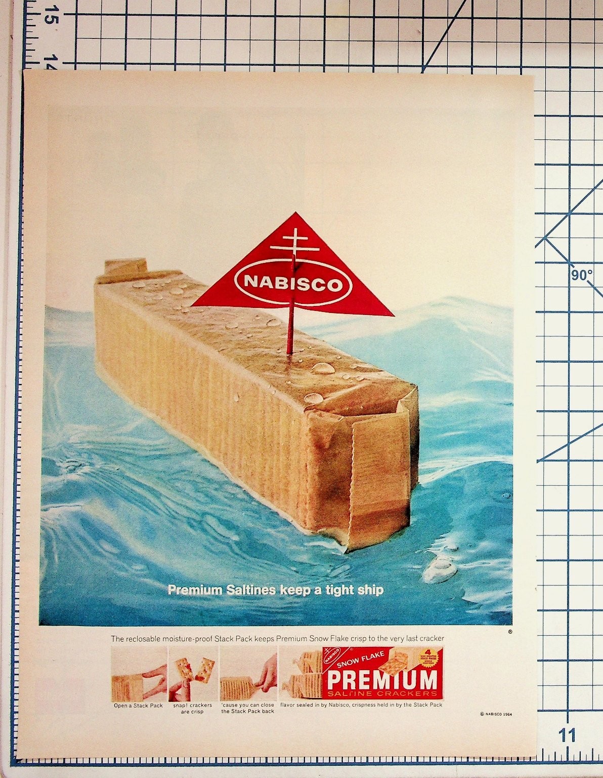 1964 Nabisco Premium Saltines Crackers "Keep a Tight Ship" Vintage Ad