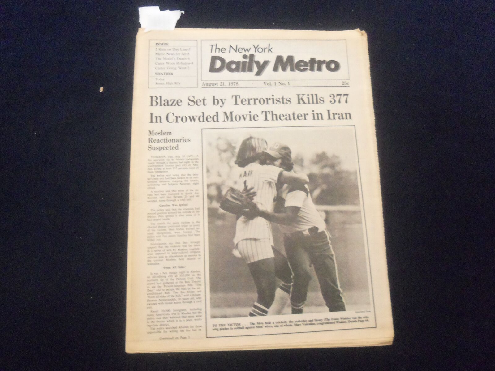 1978 AUGUST 21 THE NEW YORK DAILY METRO NEWSPAPER - VOL. 1, NO. 1 - NP 6093