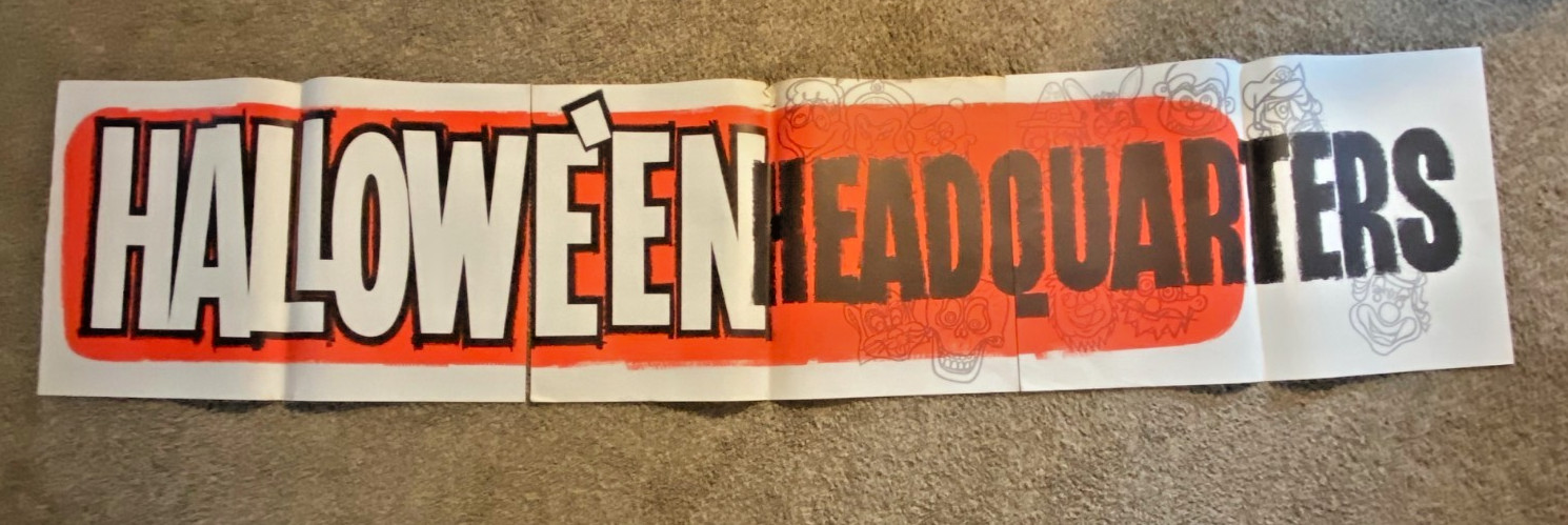 Vintage Ben Franklin 5 and Dime Store 3-part Halloween Window Sign 102" x 22"