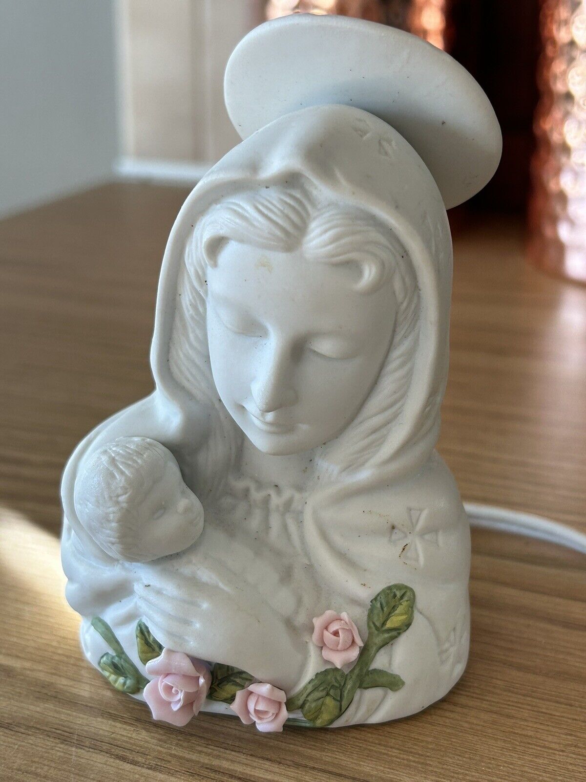 Touch Of Rose Madonna and Child Figure By Roman Nightlight Light