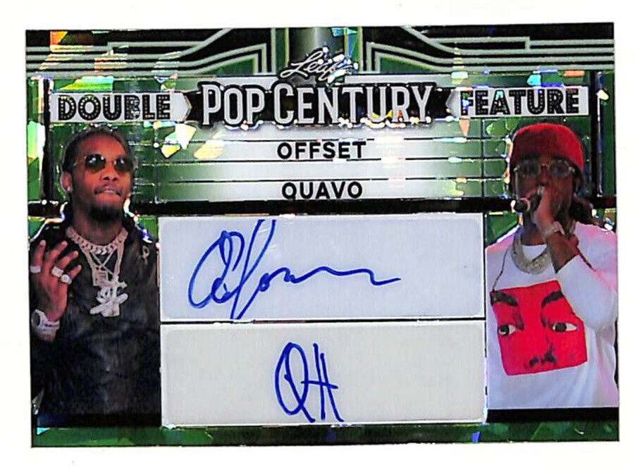 2023 Leaf Pop Century Offset & Quavo 1/5 Dual Green Auto Autograph Card Migos