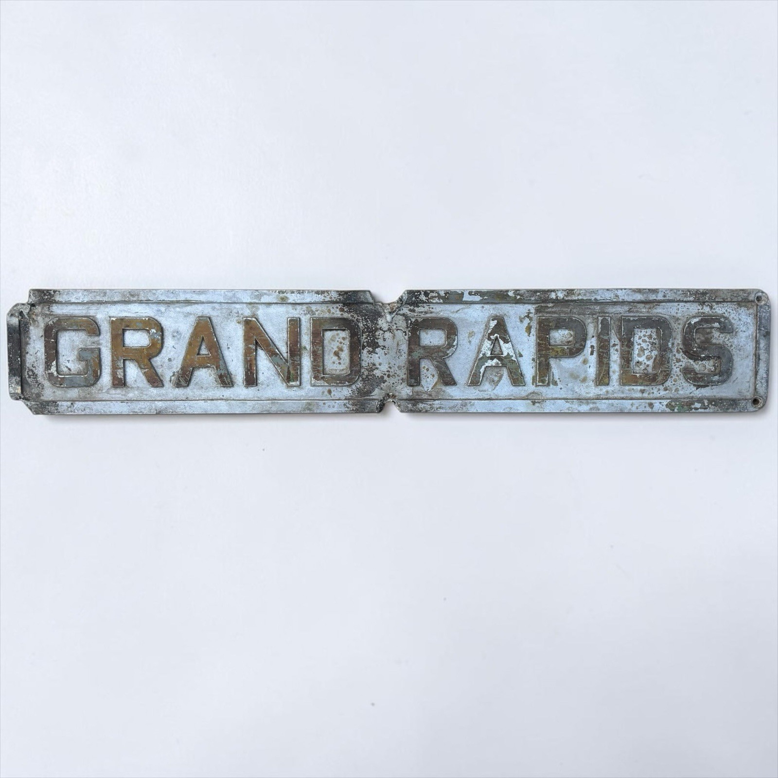 Vintage Grand Rapids Michigan Advertising Metal Railroad Sign Train Trolley Car Vintage Grand Rapids Michigan Advertising Metal Railroad Sign Train Trolley Car