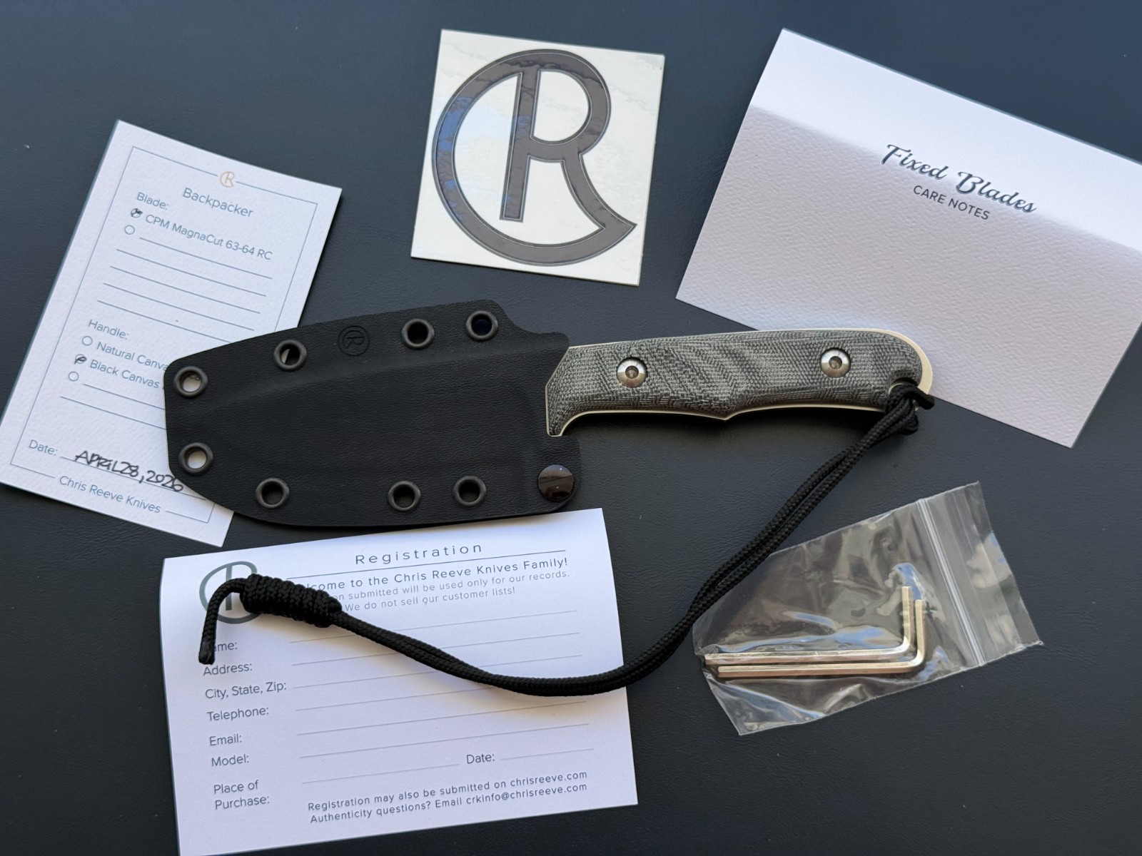 Chris Reeve Backpacker MagnaCut Fixed Blade Knife BPR-1000 Black Micarta New Chris Reeve Backpacker MagnaCut Fixed Blade Knife BPR-1000 Black Micarta New