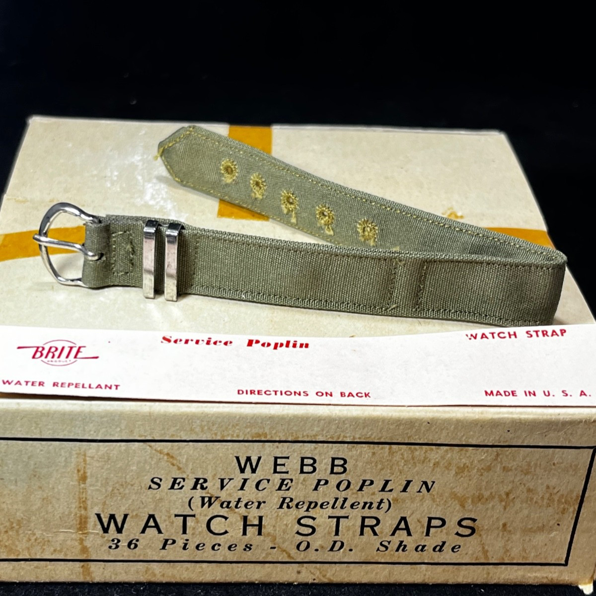 Vintage NOS 1940s WW2 US MILITARY Issue Brite 1-Piece Watch Band 16mm 5/8" B0-1 Vintage NOS 1940s WW2 US MILITARY Issue Brite 1-Piece Watch Band 16mm 5/8" B0-1
