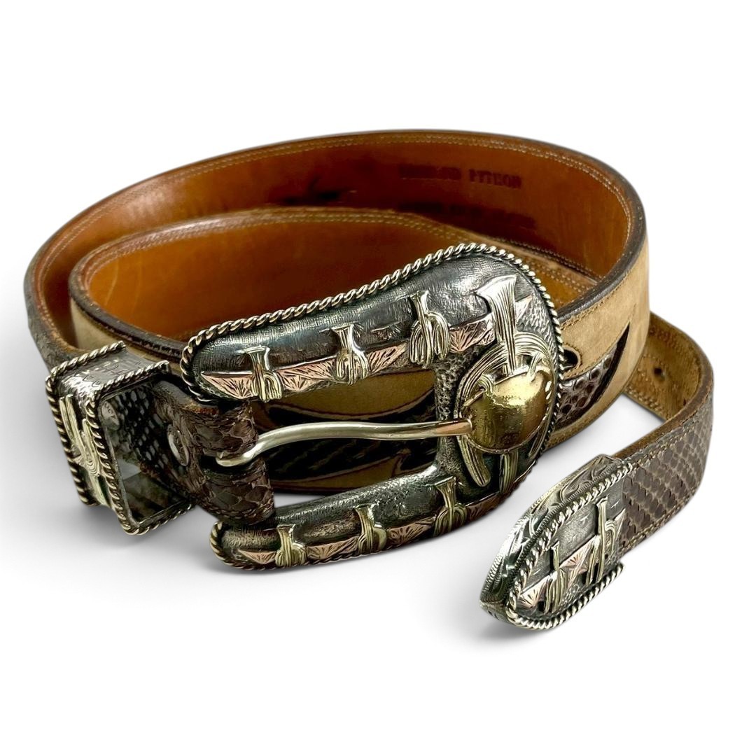 Edward H. Bohlin 925 Silver 14K Gold 3-Piece Buckle Set Arizona Python Belt Edward H. Bohlin 925 Silver 14K Gold 3-Piece Buckle Set Arizona Python Belt