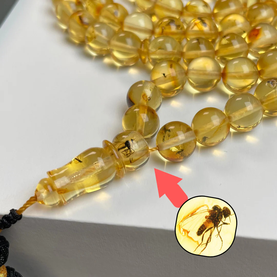 Natural Amber Insects Misbaha Tasbih Prayer Beads 8mm 33g 99beads Natural Amber Insects Misbaha Tasbih Prayer Beads 8mm 33g 99beads