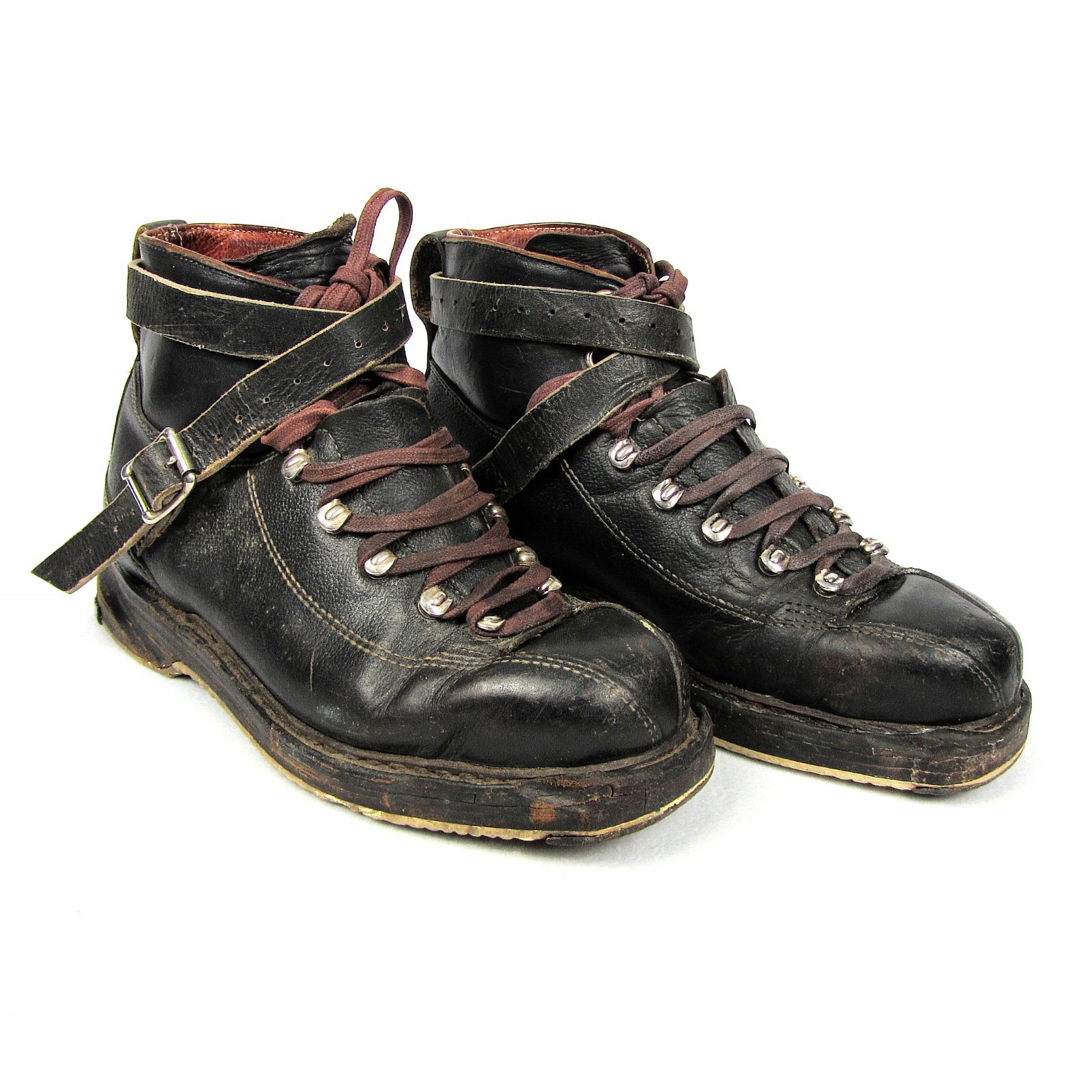 Vintage 1983 Swiss Military HENKE Black Leather Boots Peugeot Steel Heel RARE