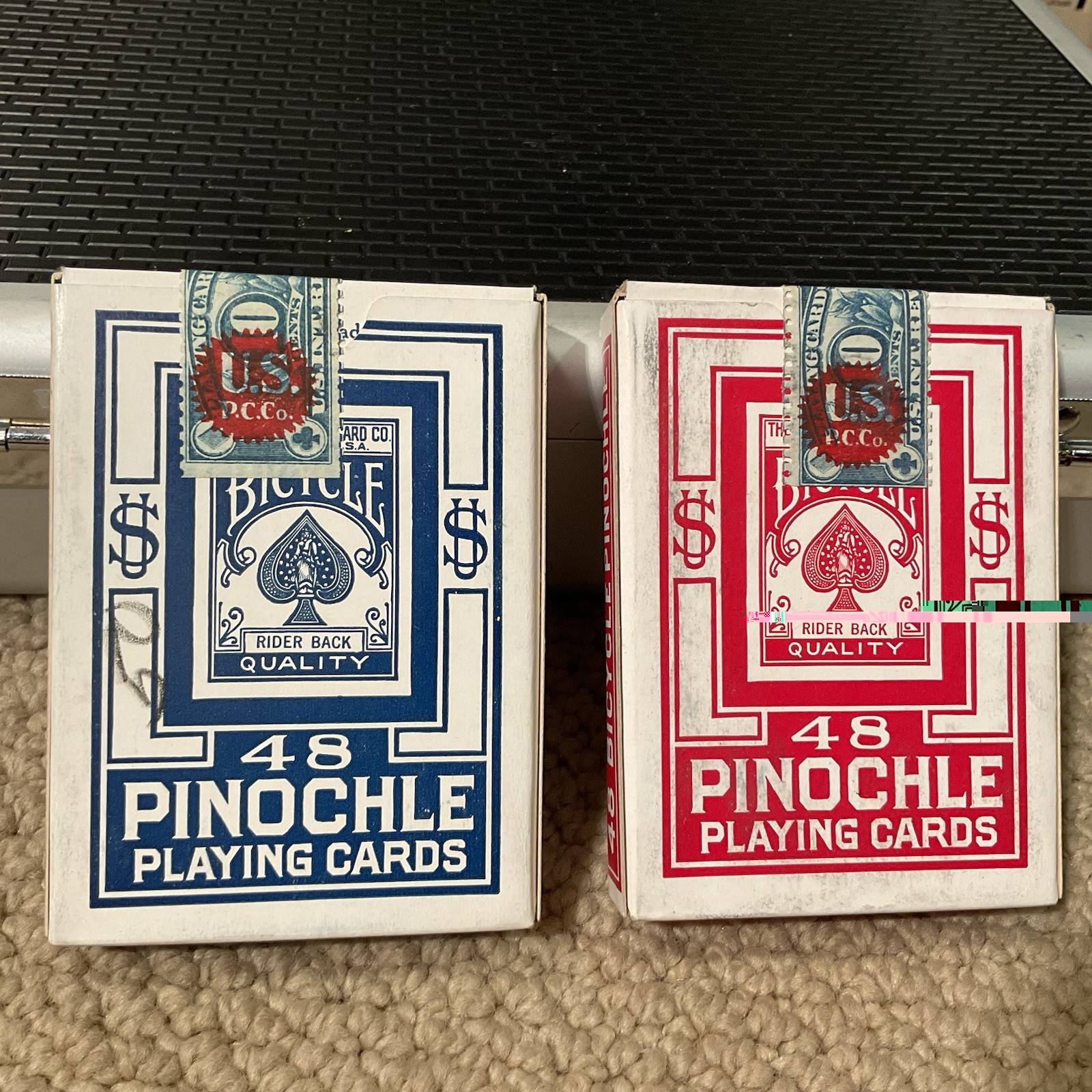 2 Vintage NOS Tax Stamp Sealed Decks Bicycle Pinochle 48 Playing Cards **NICE**