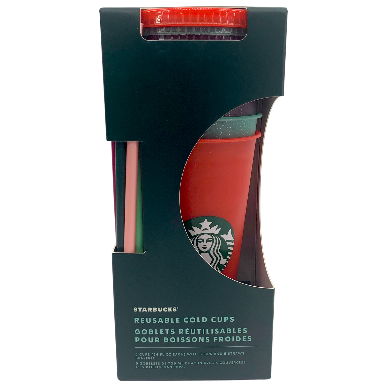 Starbucks Reusable Cold Cups Holiday 2022 Christmas Glitter 5 Pack 24oz Starbucks Reusable Cold Cups Holiday 2022 Christmas Glitter 5 Pack 24oz