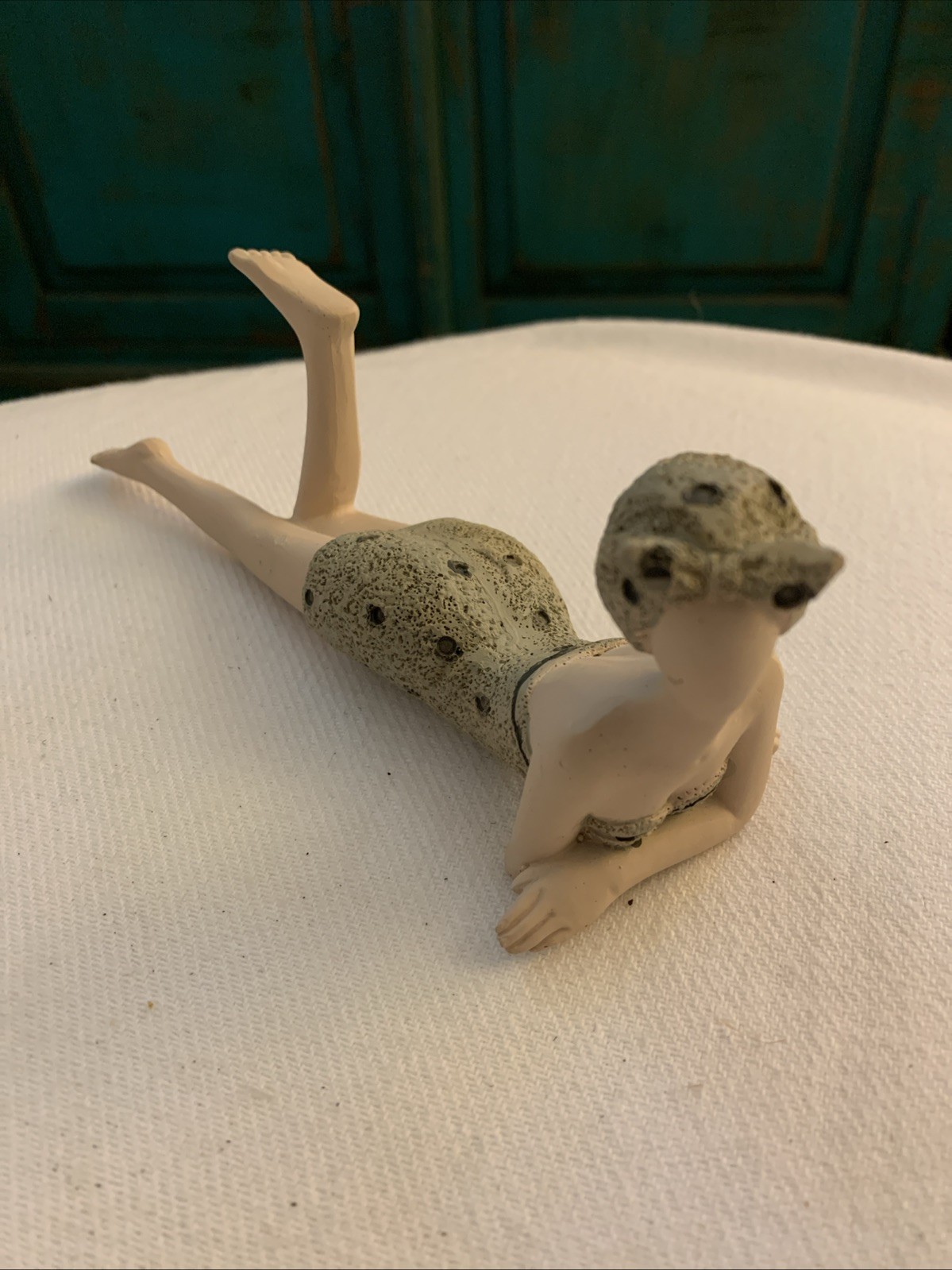 Vintage Bathing Beauty Bisque Figurine Green Moss Suit and Cap Vintage Bathing Beauty Bisque Figurine Green Moss Suit and Cap